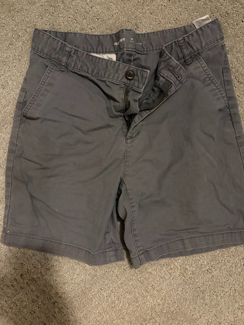 Old Navy Boys Size 14 Slim Gray Chino Shorts Adjustable Wa